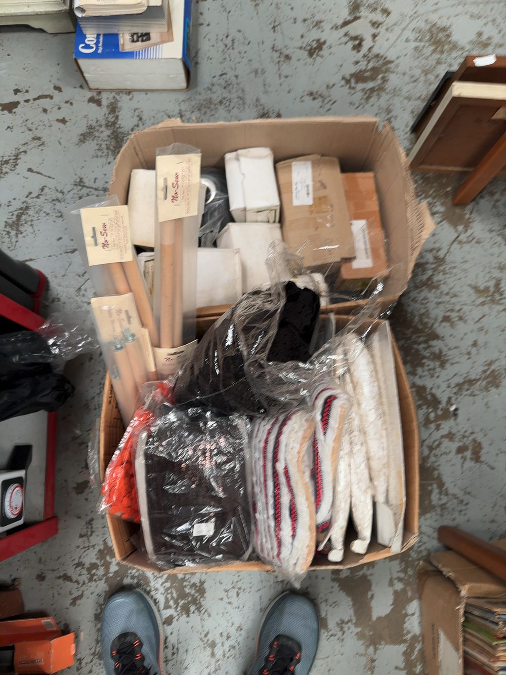Lot 308: An Assortment of Haberdashery, Sewing, and Craft Supplies including No-Sew Roller Frames and Bulk Buttons