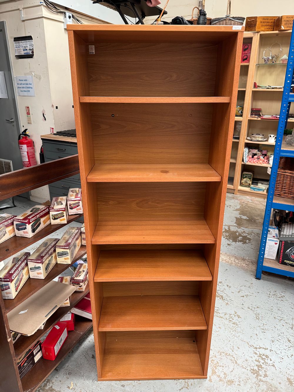 Lot 312: A Tapley 33 Modular Teak Veneer Shelving Unit