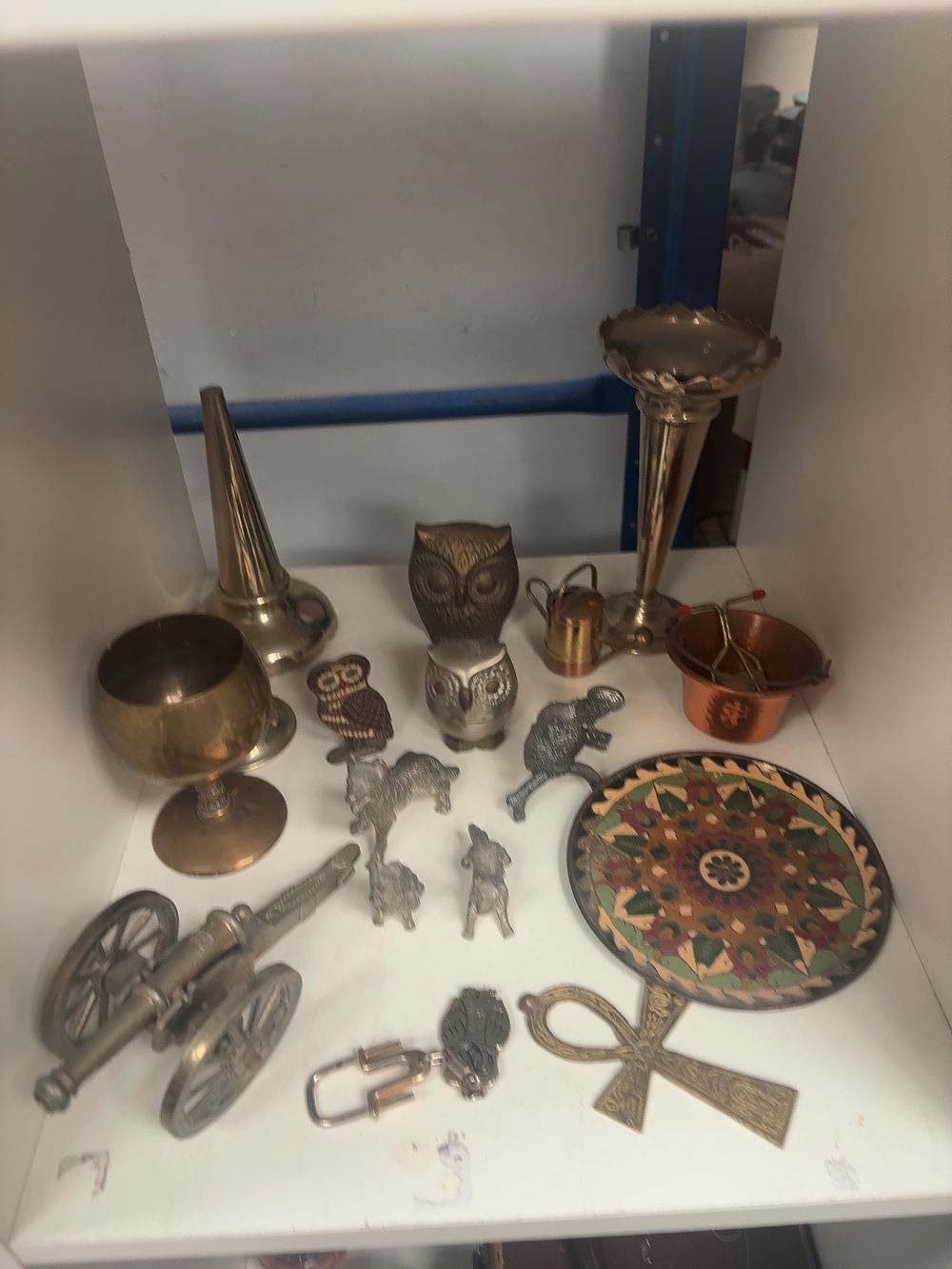 Lot 326: An Assortment of Miniature Brass, Copper, and Cast Metal Decorative Ornaments and Collectibles