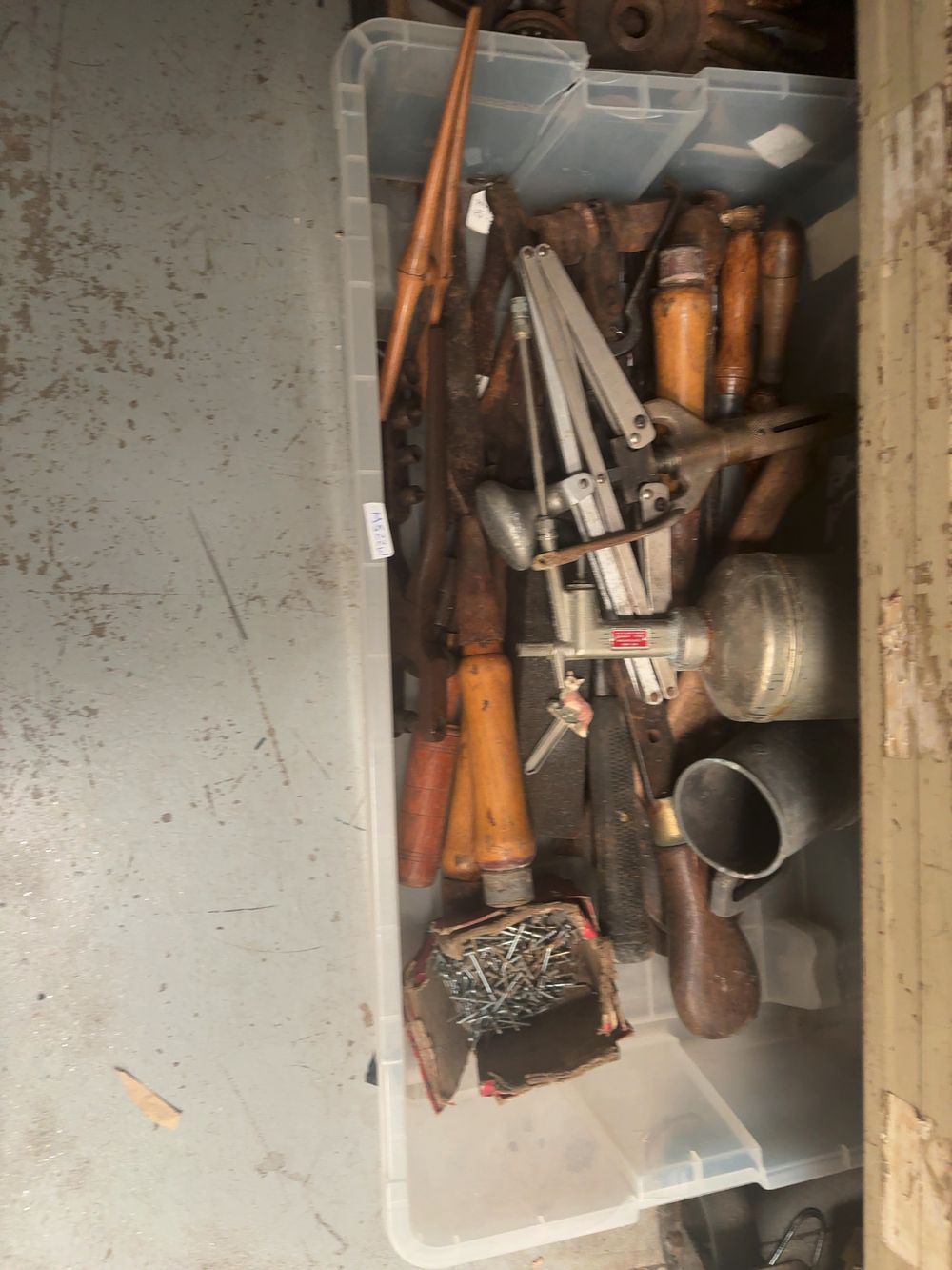 Lot 345: An Assortment of Vintage Hand Tools, Industrial Components, and a Pneumatic Pump