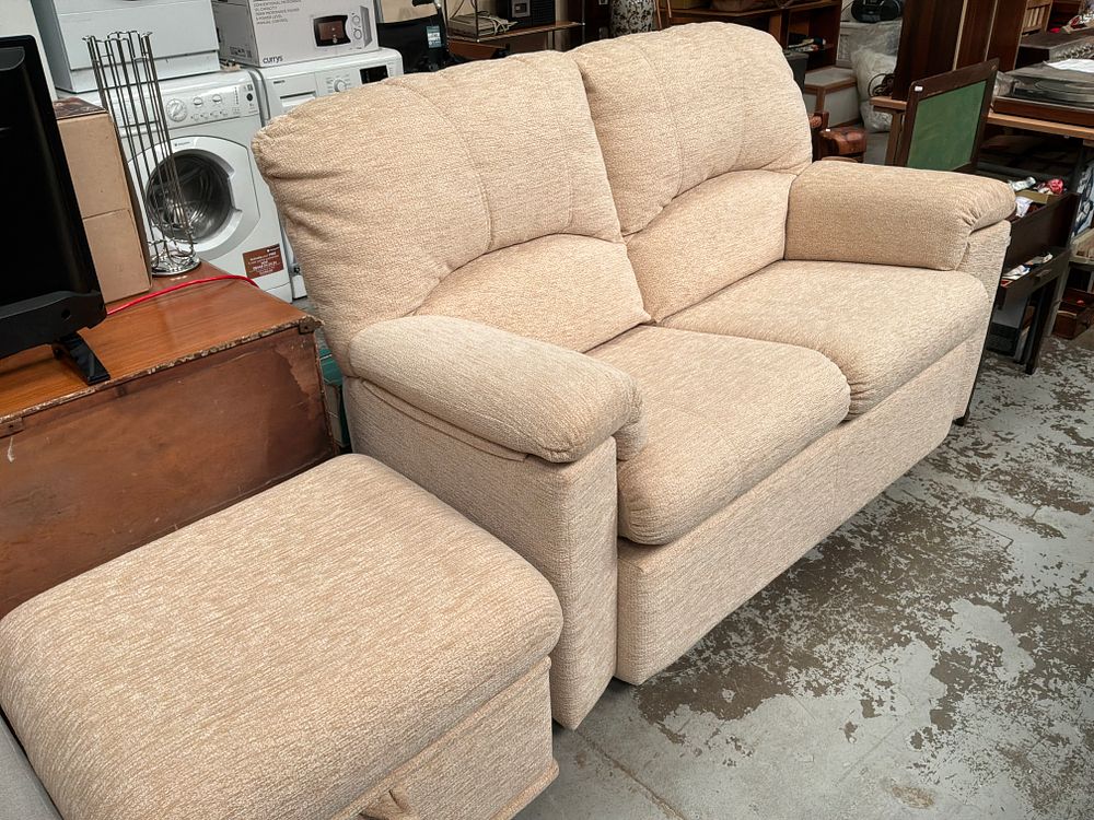 Lot 381: A G Plan Upholstery Chloe Two-Seater Sofa and Matching Storage Ottoman