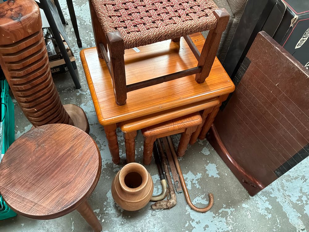 Lot 393: An Assortment of 20th-Century Wooden Furniture and Decorative Items