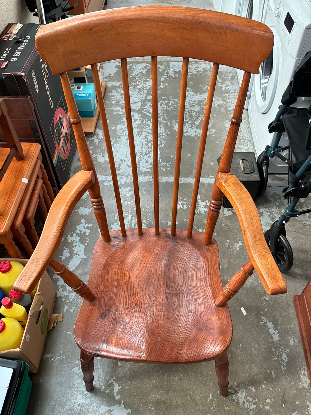 Lot 413: A Mid-20th Century Stained Hardwood Smoker's Bow Style Armchair