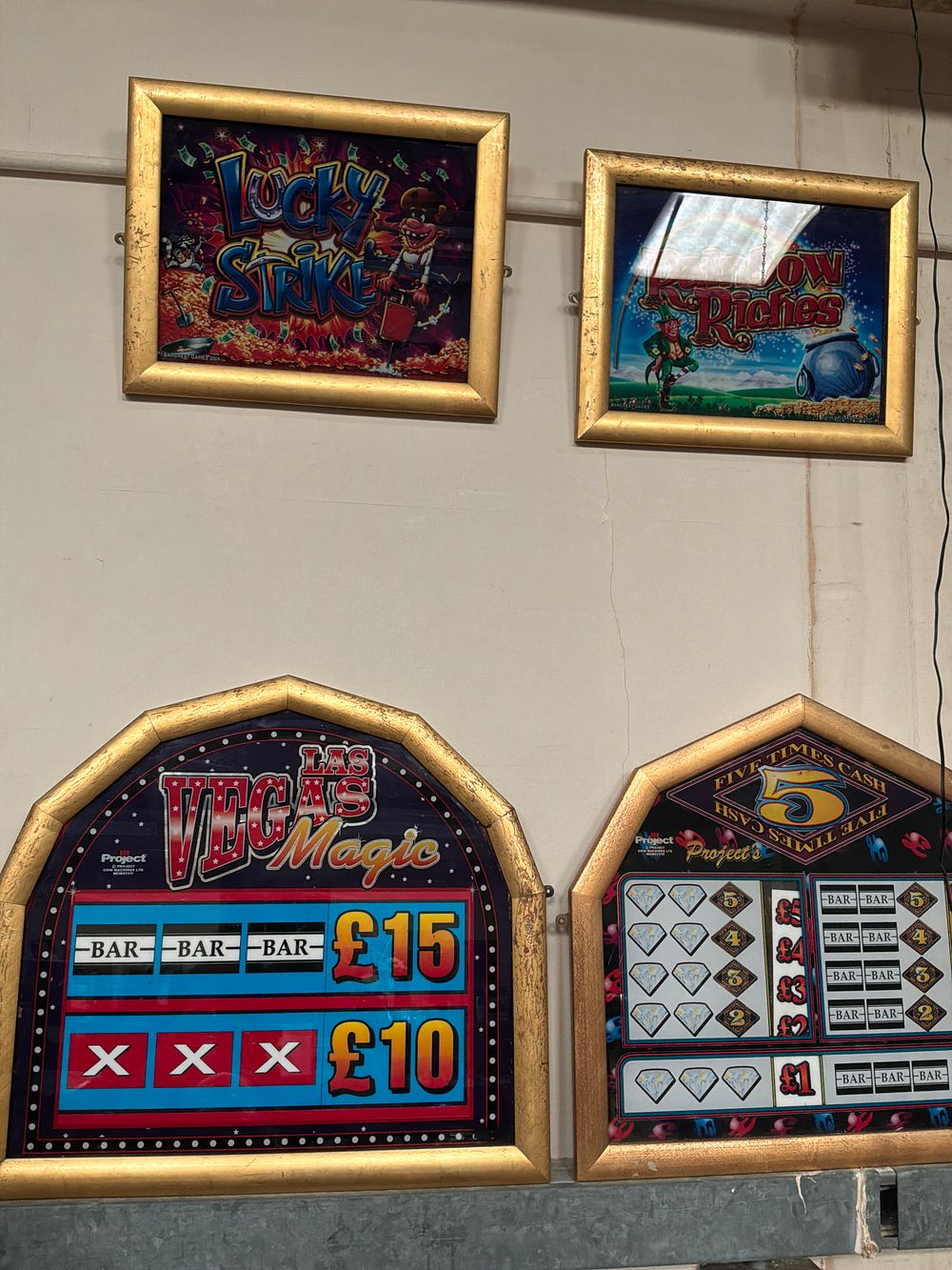 Lot 422: An Assortment of Framed Fruit Machine Display Panels by Project Coin Machines Ltd and Barcrest Games
