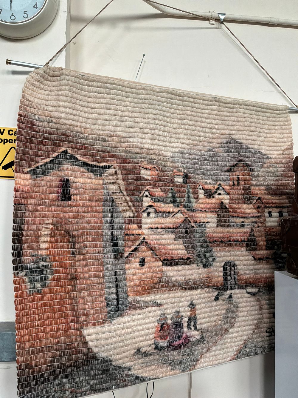 Lot 431: Large Peruvian Hand-Woven Coiled Wool Pictorial Tapestry