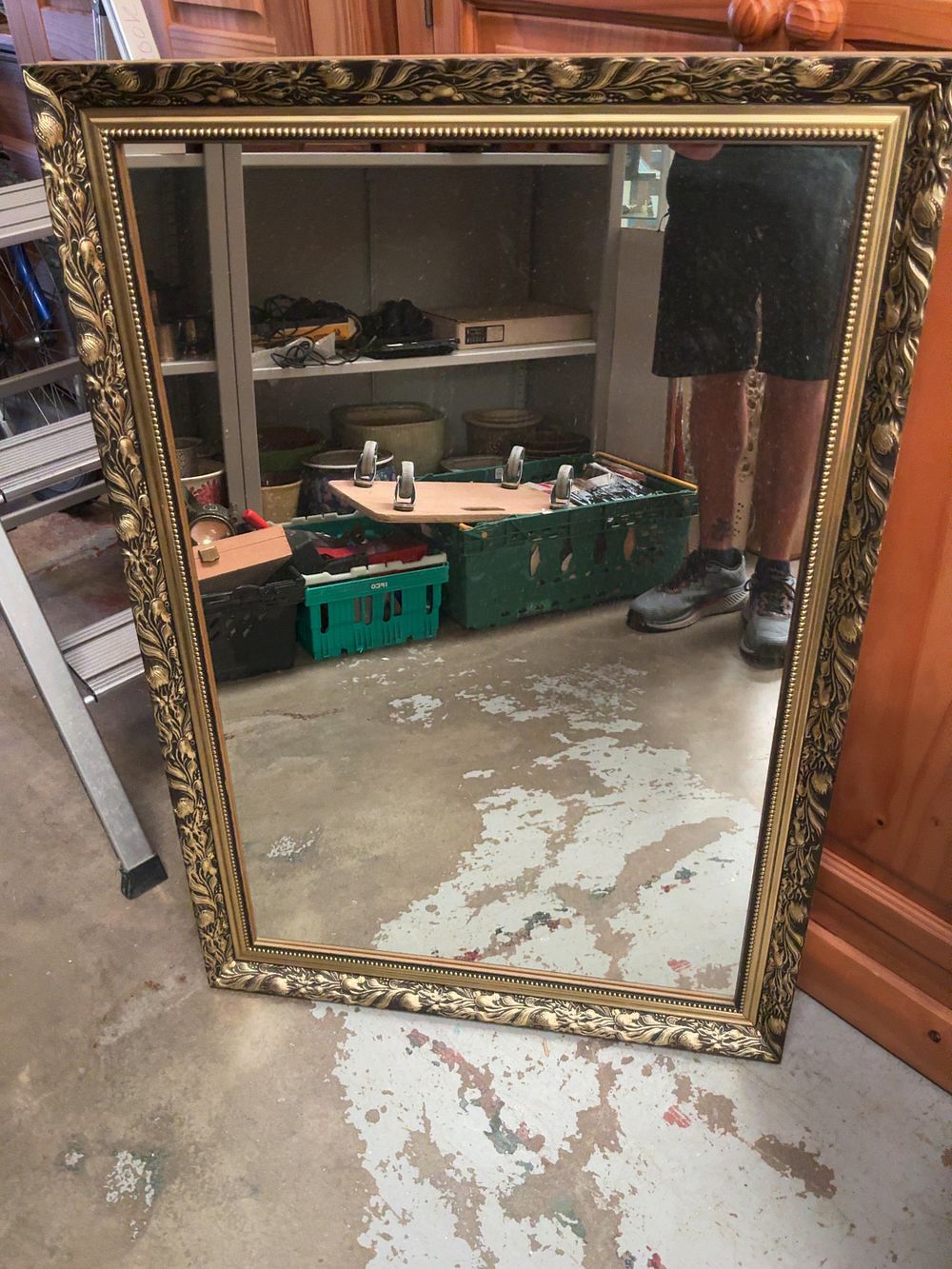 Lot 284: Large Late 20th Century Baroque-Revival Style Gilt and Black Wall Mirror