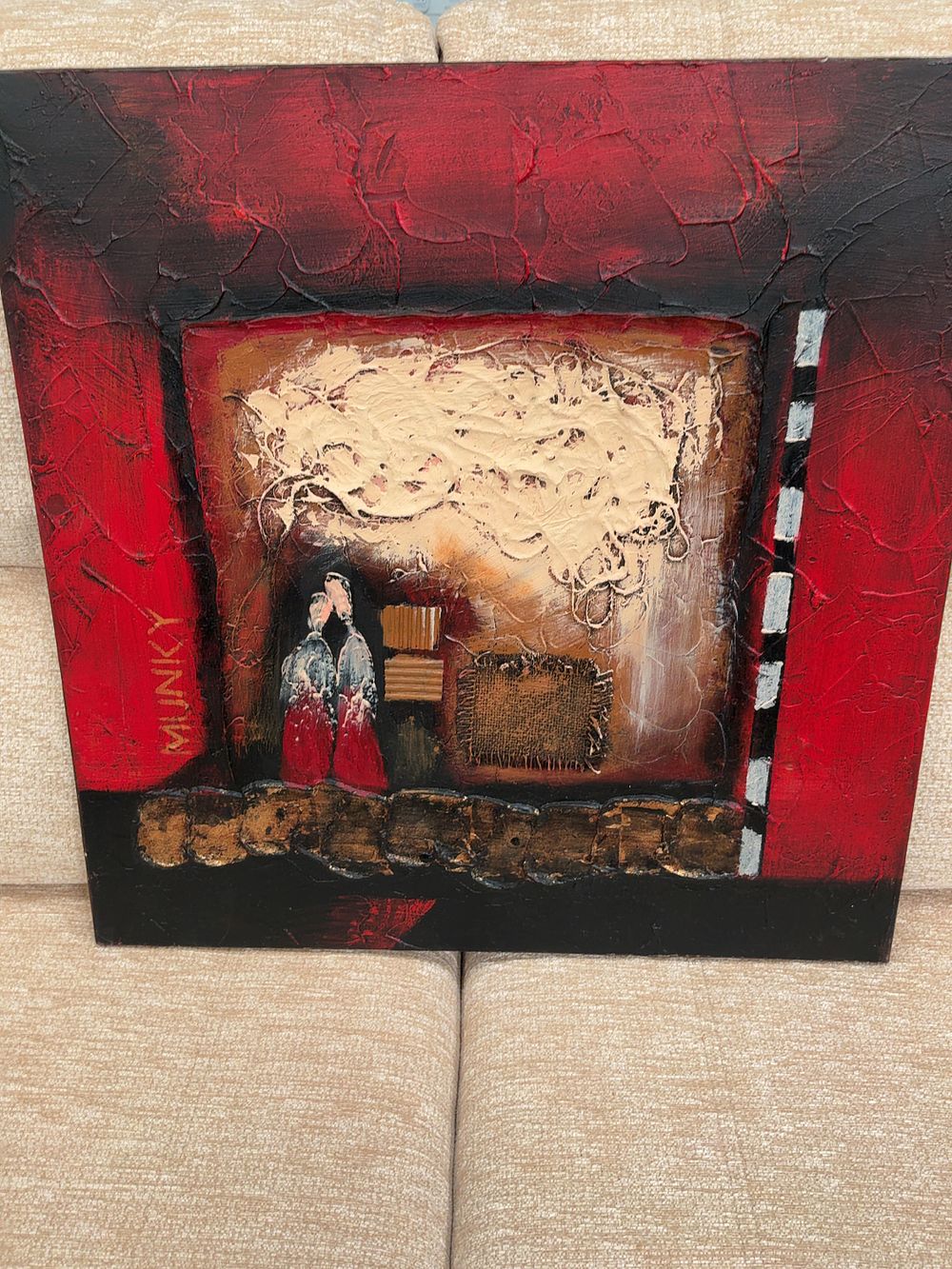 Lot 385: Munky, Contemporary Mixed Media Figurative Composition on Canvas