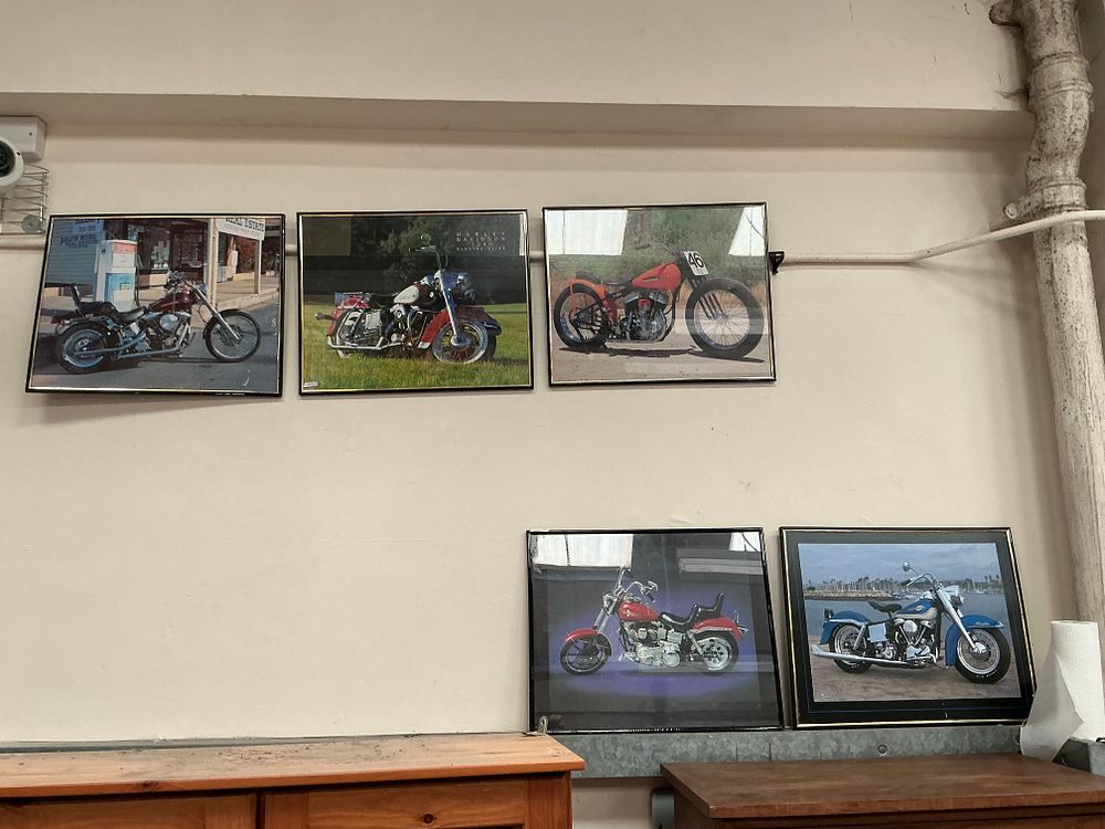 Lot 439: Five Framed Colour Prints of Harley-Davidson Motorcycles