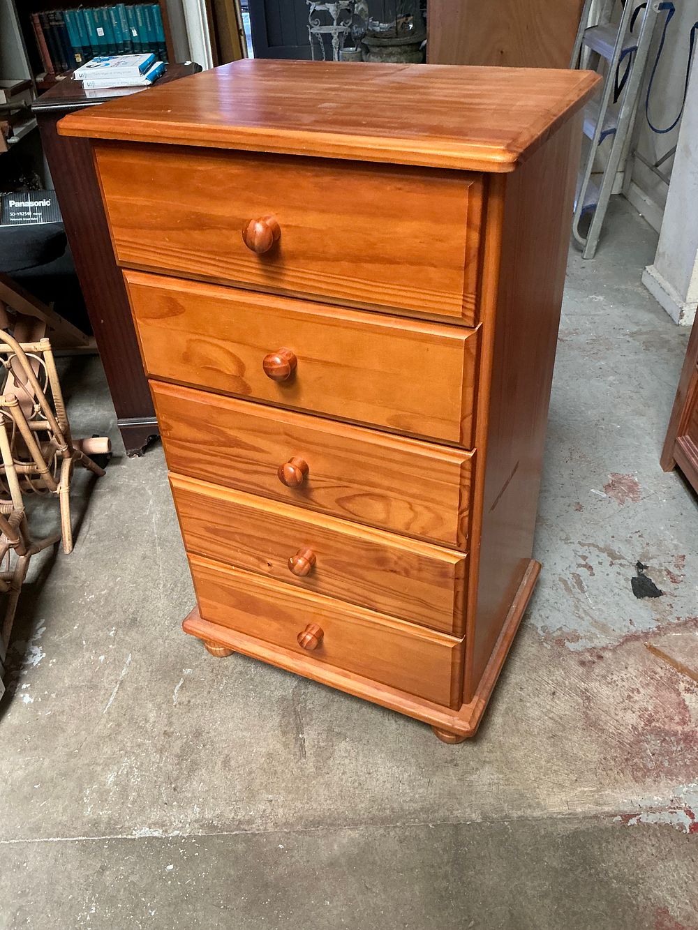 Lot 449: A Contemporary Solid Pine Five-Drawer Tall Chest of Drawers