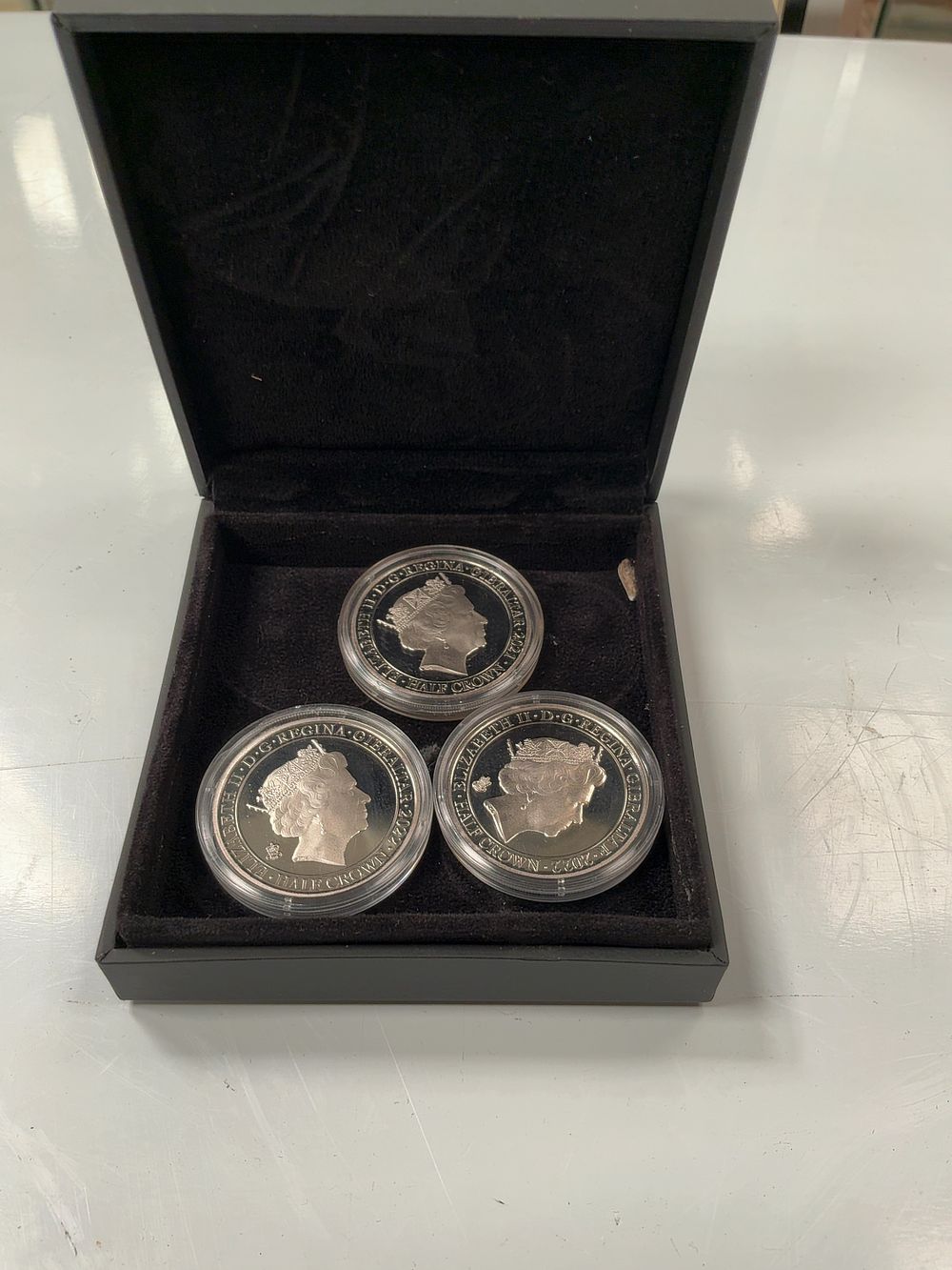 Lot 75: Three Gibraltar 2021-2022 Queen Elizabeth II Commemorative Proof Half Crown Coins
