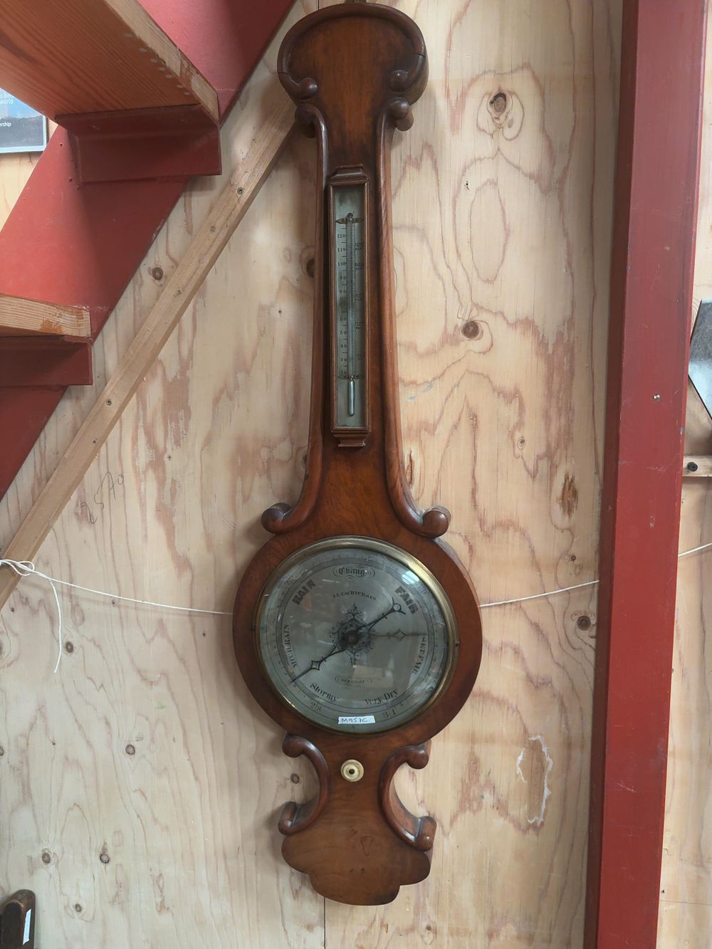 Lot 153: Victorian Mahogany Banjo Barometer by Le Lacheur and Co of Guernsey