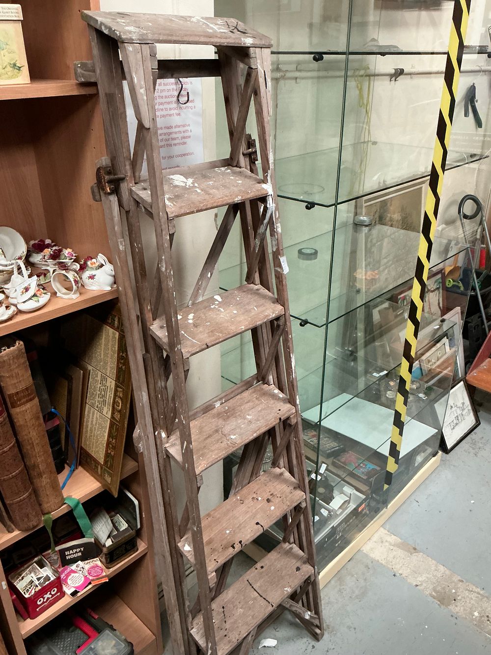 Lot 174: A Vintage Celebrated Steps Wooden Folding Step Ladder