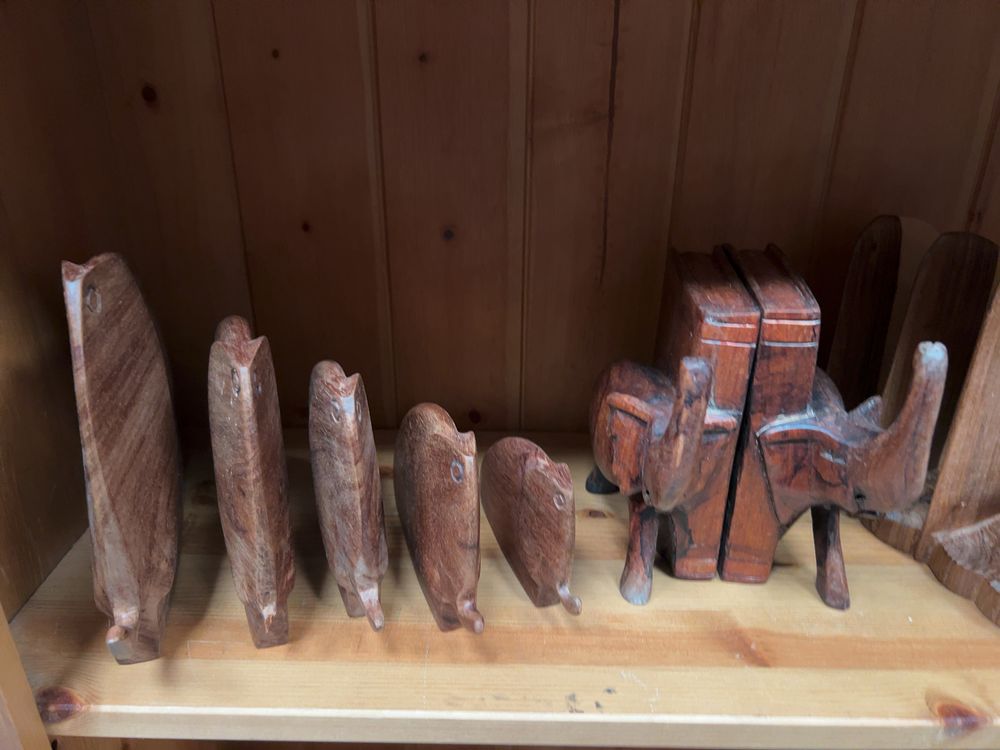 Lot 191: A Collection of Hand-Carved Philippine Wooden Whale and Elephant Figurines