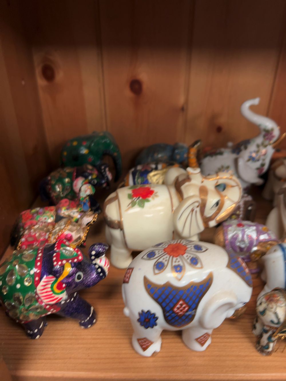 Lot 198: A Collection of Elephant Figurines in Various Styles and Materials