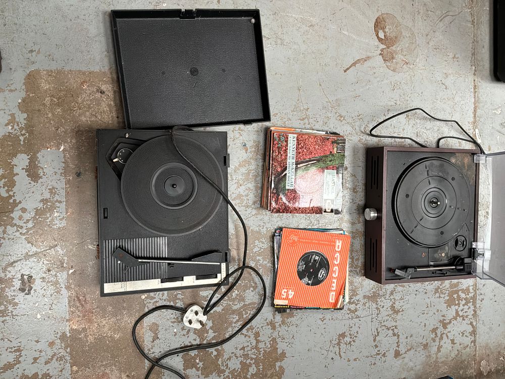 Lot 272: A Group of Record Players and Vinyl Records Including a Fidelity HF 42 Portable Player and a Coopers of Stortford Unit