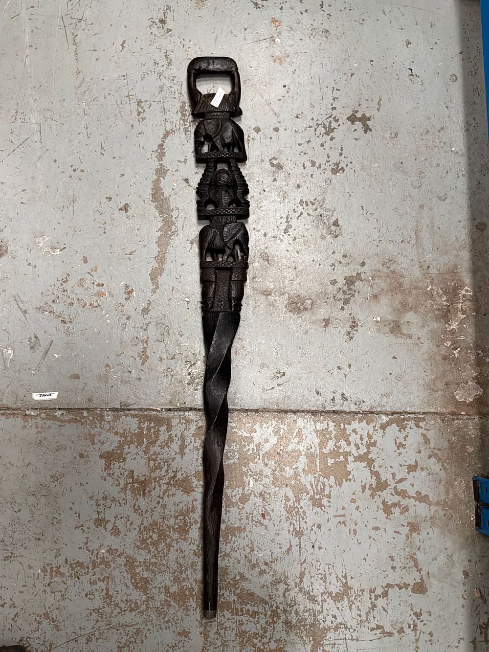 Lot 277: An African hand-carved hardwood figurative walking stick