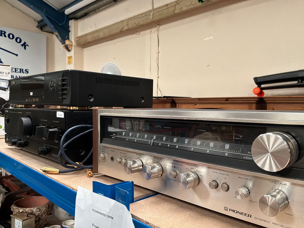 Lot 281: A Trio of Audio Visual Components comprising a Pioneer SX-690 Receiver, Kenwood KA-3020SE Amplifier, and Logix-3000 DVD Player