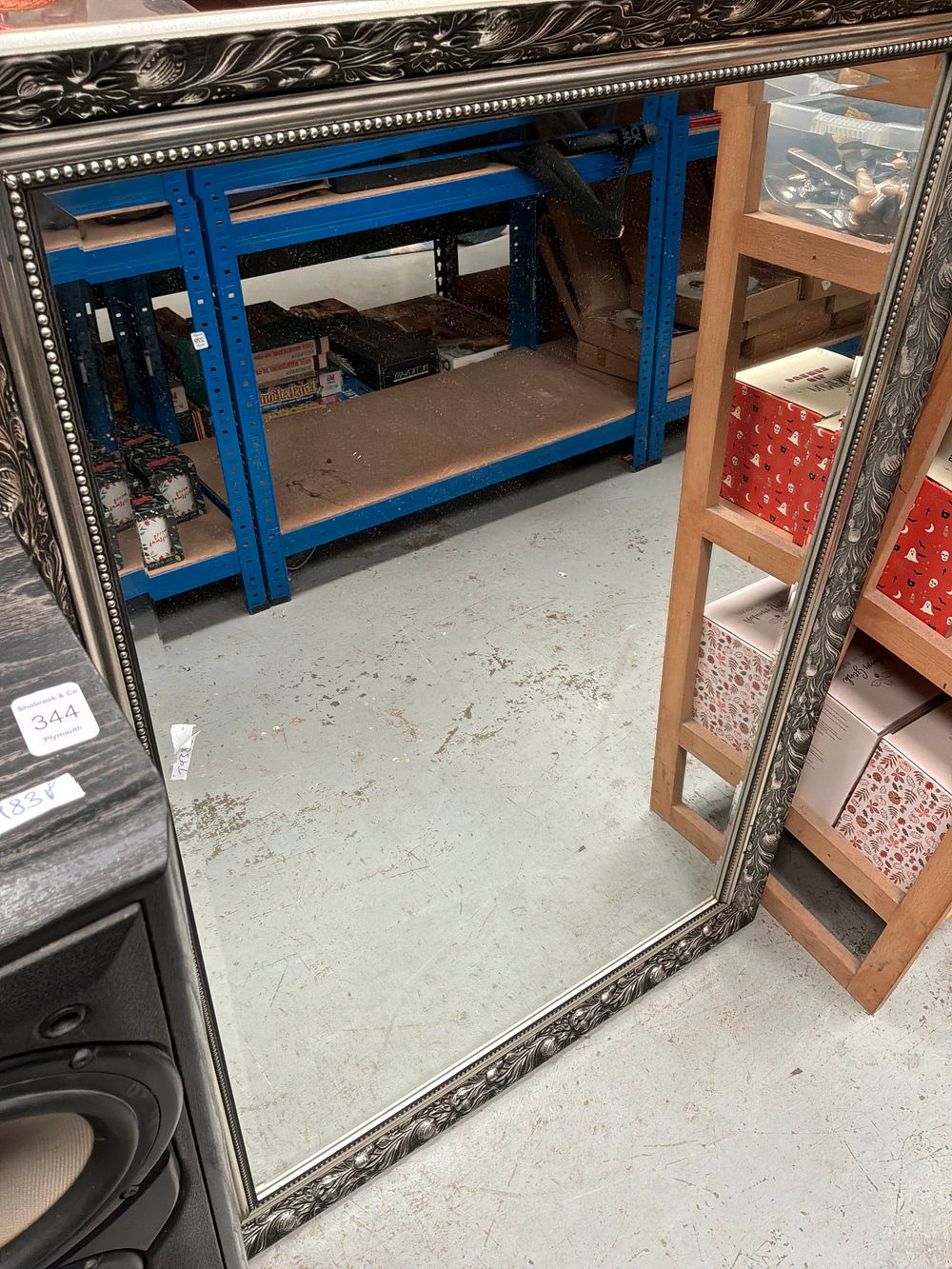 Lot 342: A large Imperial silvered ornate rectangular wall mirror