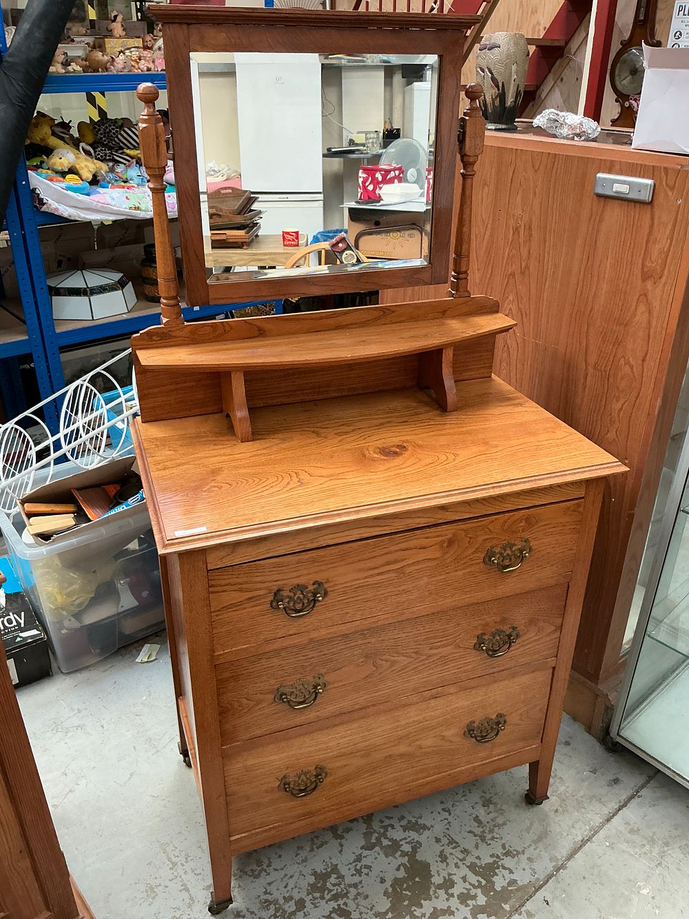 Lot 380: Mid-20th Century Oak Dressing Chest in the Edwardian Style