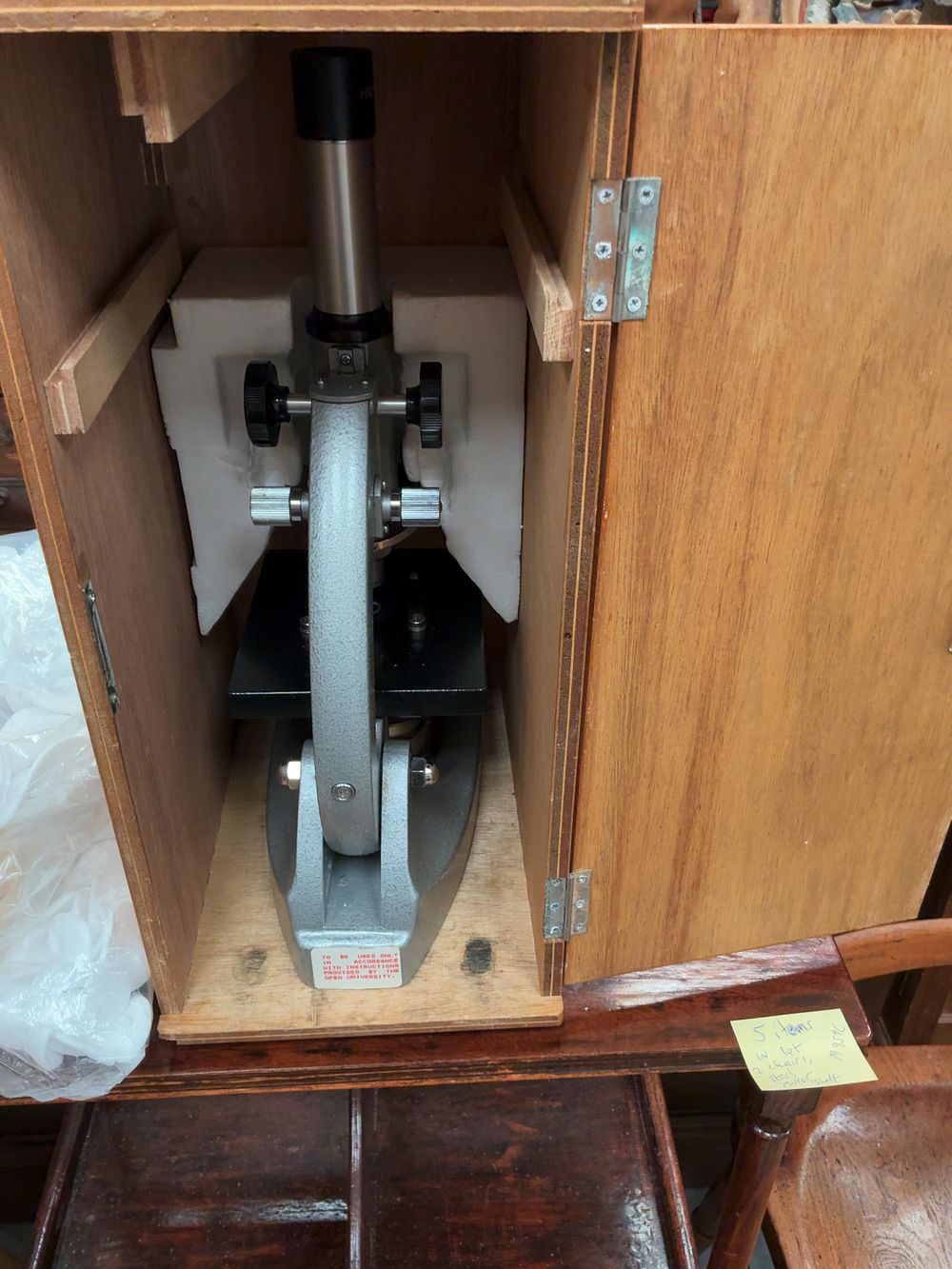 Lot 388: An Open University Meiji-Labax Model TM-1A Compound Monocular Microscope in Original Case