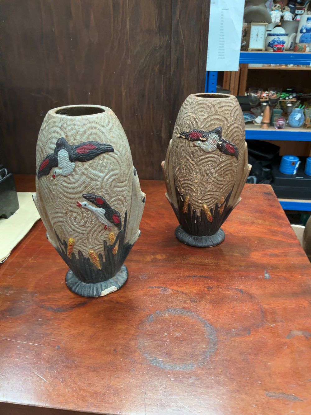 Lot 390: A Pair of Art Deco Ardico Moulded Composite Vases