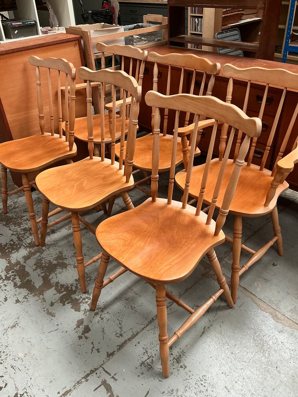 Lot 394: A Set of Windsor Style Dining Chairs including a Pair of Carvers