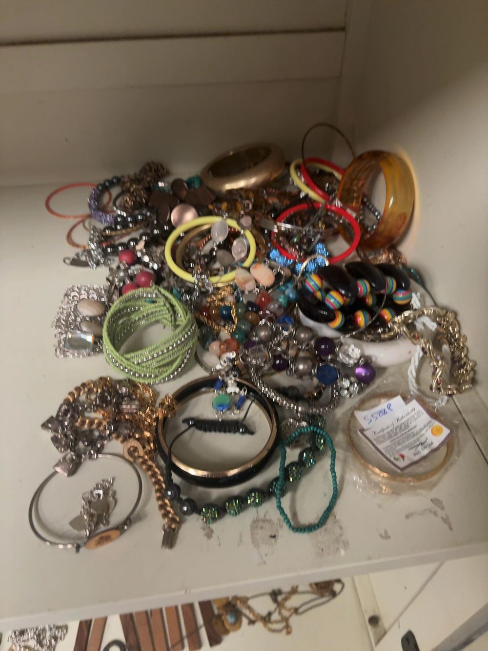 Lot 430: An Assortment of Vintage and Contemporary Costume Jewellery Including Plastic Bangles