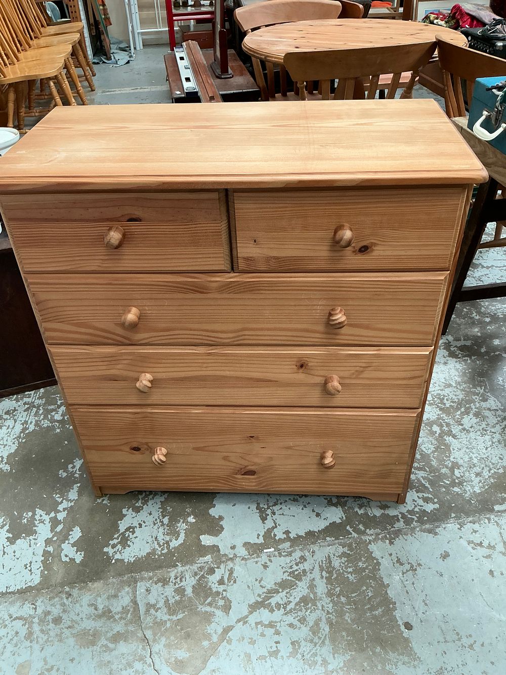 Lot 473: A Contemporary Solid Pine Two Over Three Chest of Drawers