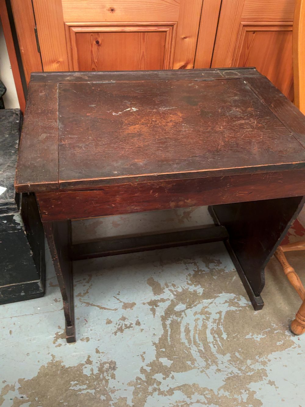 Lot 484: A Victorian Stained Pine School Desk
