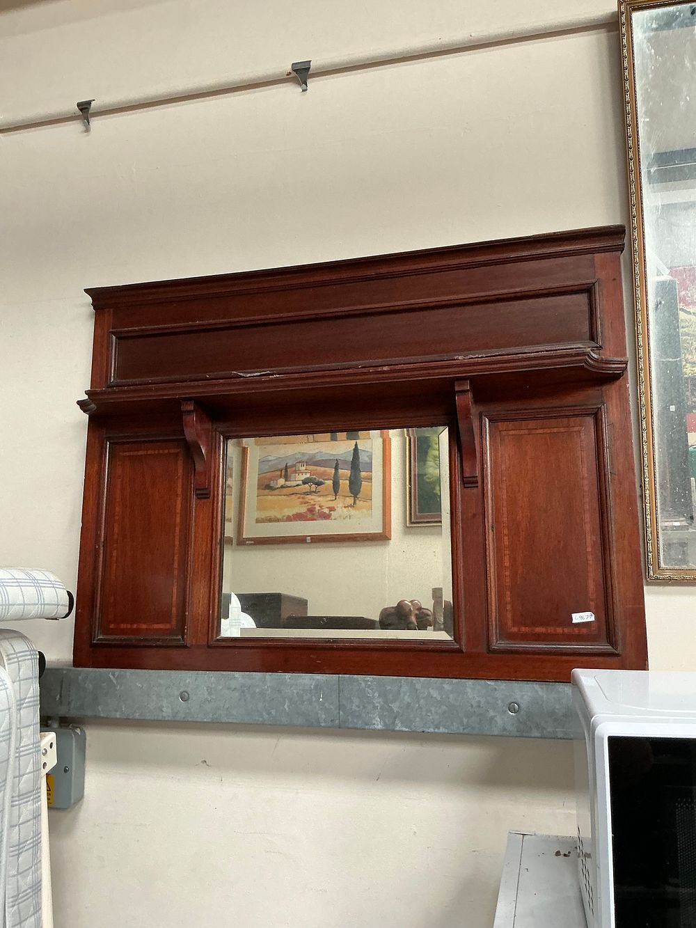 Lot 522: Edwardian Inlaid Mahogany Architectural Mirror Panel