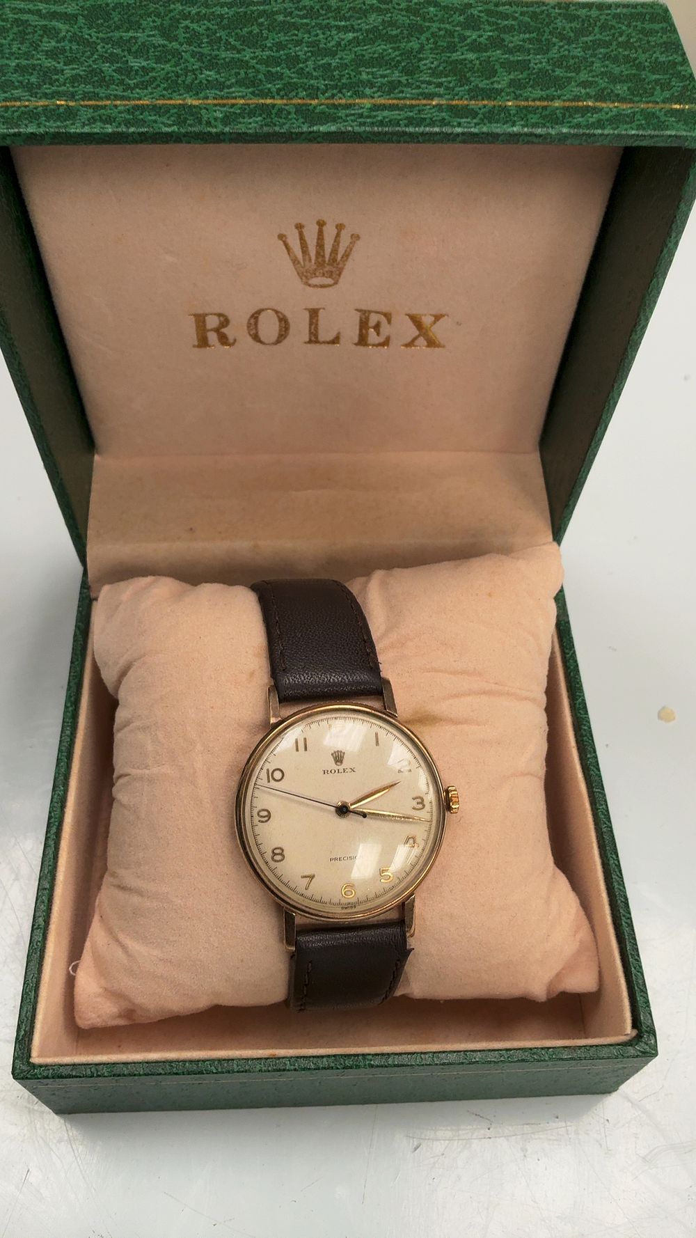 Lot 69: A Vintage Rolex Precision 9ct Gold Manual Wind Wristwatch