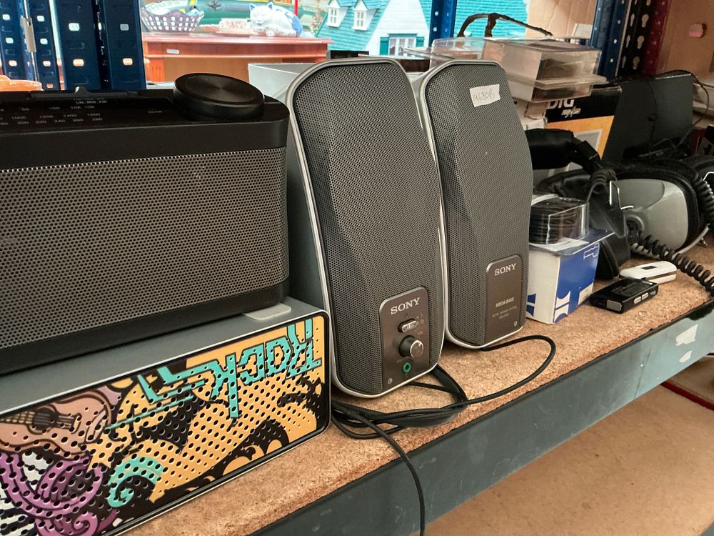 Lot 162: A Collection of Audio Equipment including Sony SRS-A202 Speakers and Roberts Dynamo Radio