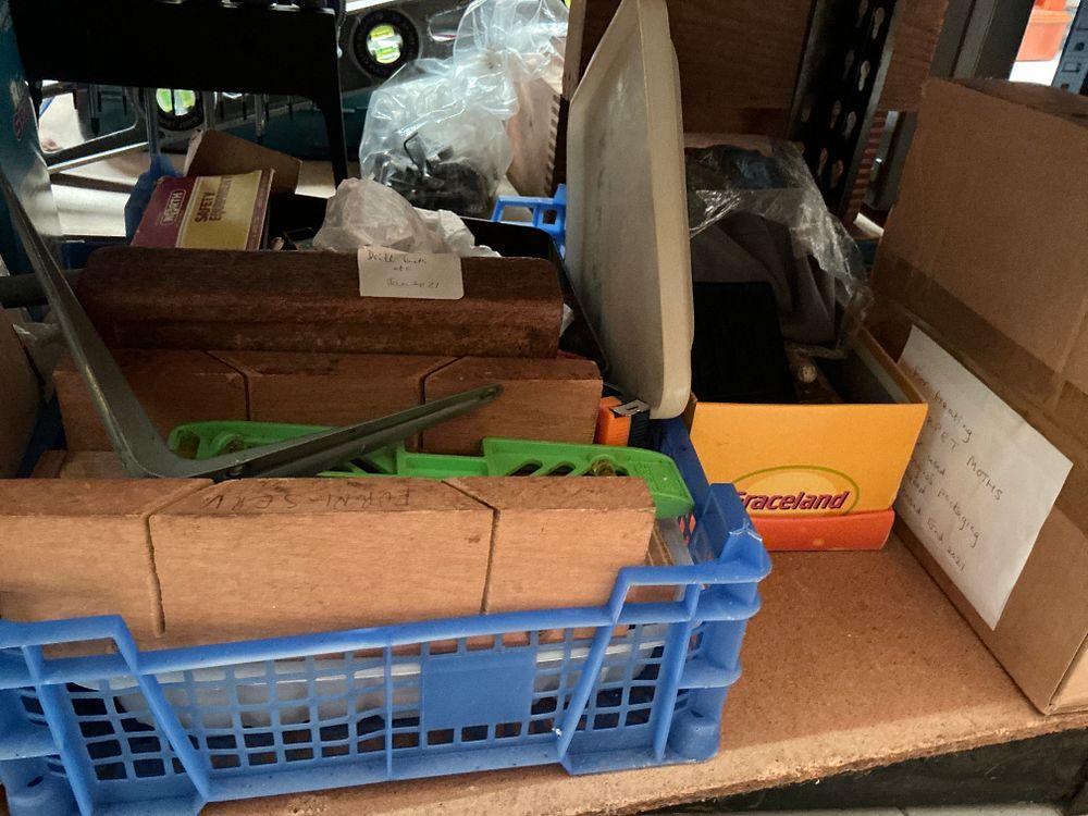 Lot 166: A Collection of Professional Upholstery Tools and Supplies Including Rapid Electric Staple Gun and John James and Sons Pins