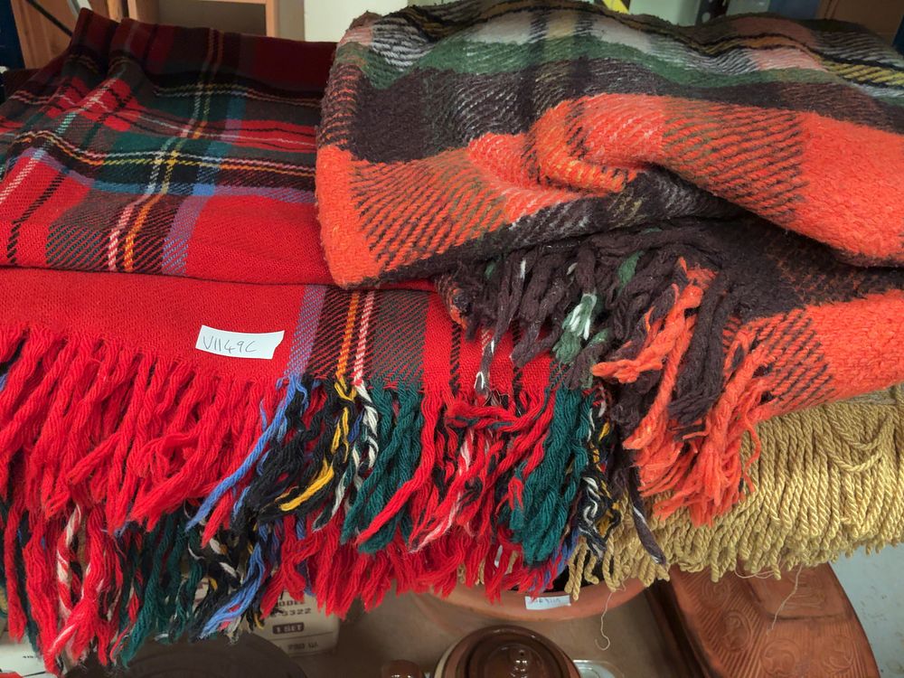 Lot 173: A Trio of Vintage Textiles Comprising Two Wool Blankets and a Vantona Bedspread
