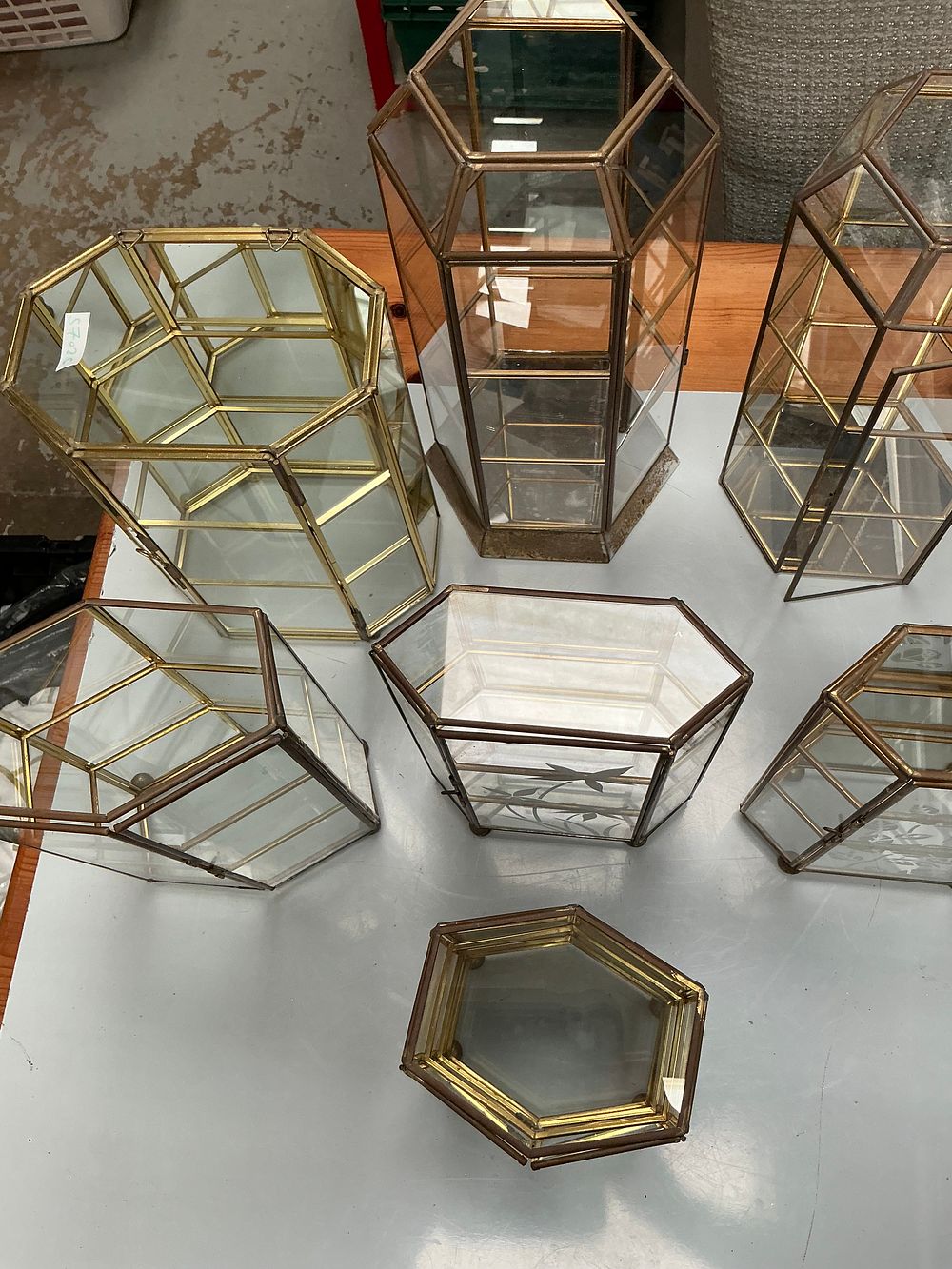 Lot 202: A Group of Miniature Brass and Glass  Display cases