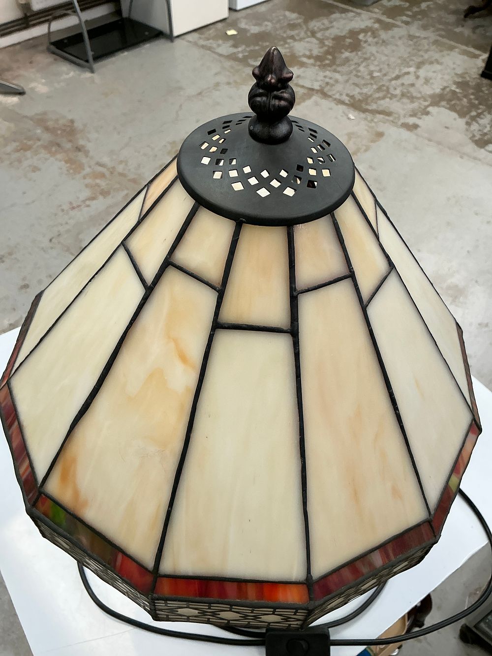 Lot 250: Widdop Bingham and Co. Stained Glass Tiffany Style Table Lamp