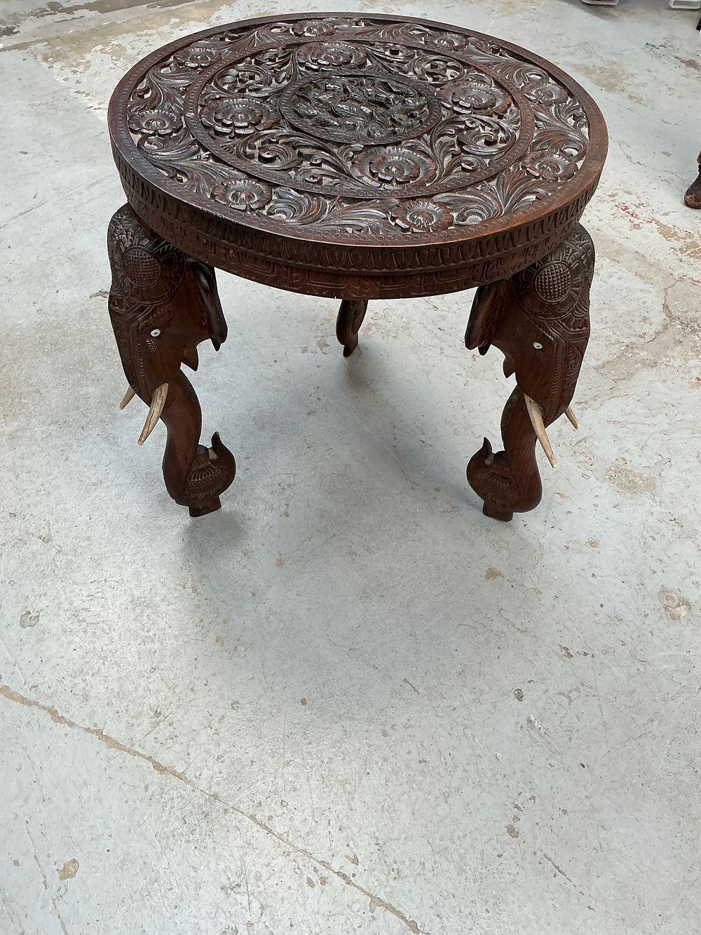 Lot 262: Anglo-Indian Carved Hardwood Elephant Side Table