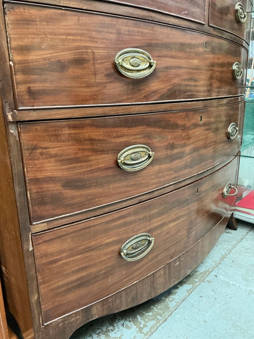 Lot 266: A George III Mahogany Bow-front Chest of Drawers