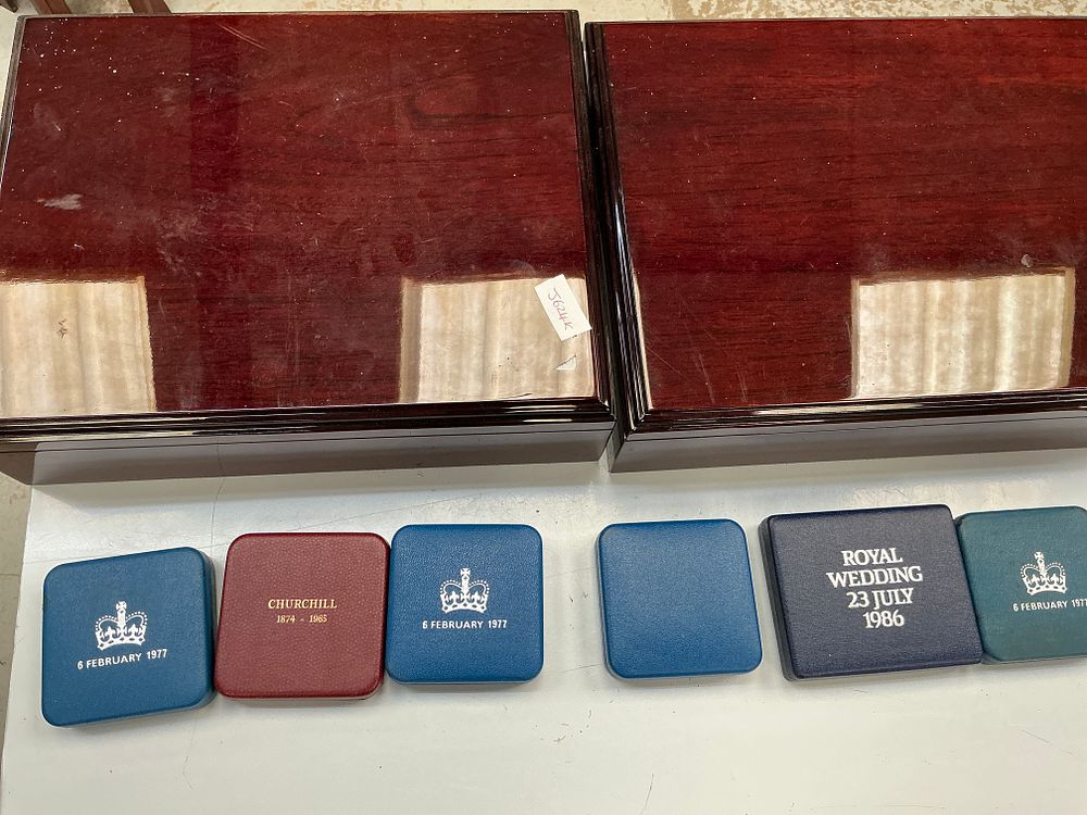 Lot 269: UK, A Collection of Empty Royal Mint and Spink & Son Presentation Cases and Chests