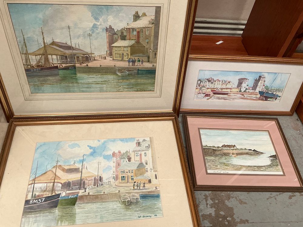 Lot 321: A Collection of Four Framed Maritime and Coastal Watercolours by Fred K. T. Pedrick, W. R. Wheatley, and G. Bennett