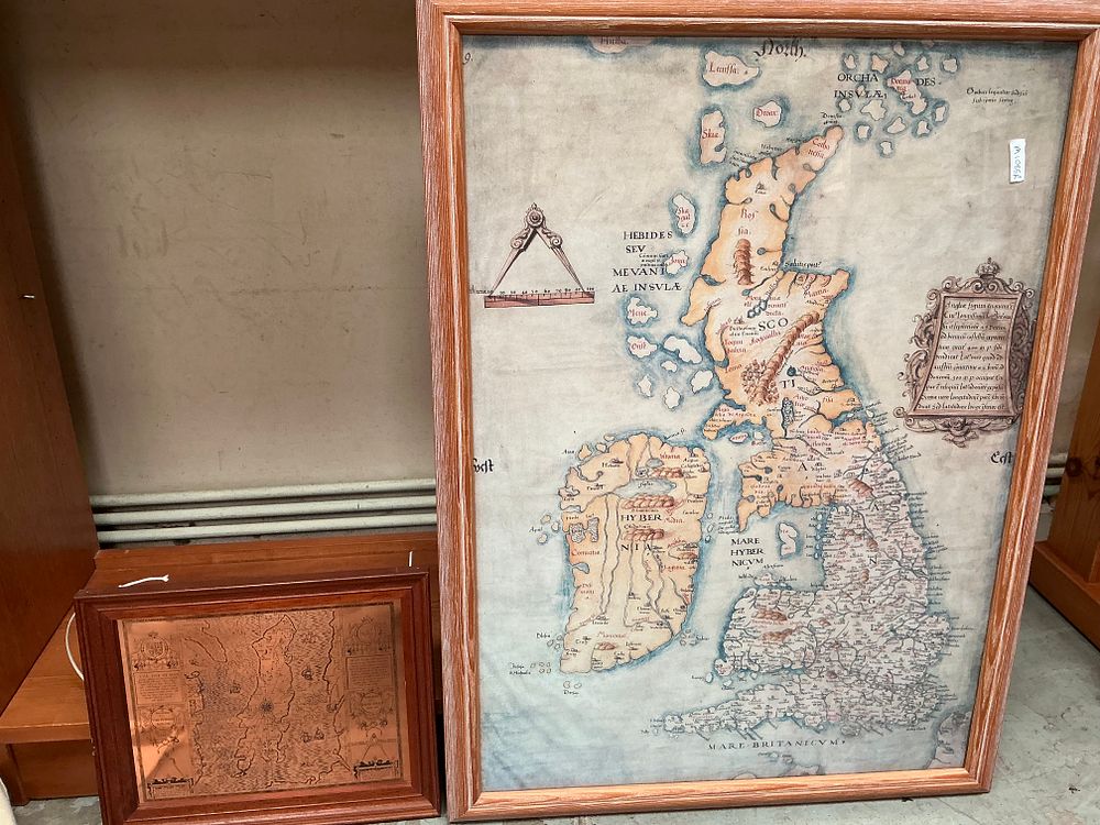Lot 326: Two Framed Decorative Maps of the British Isles and the Isle of Man