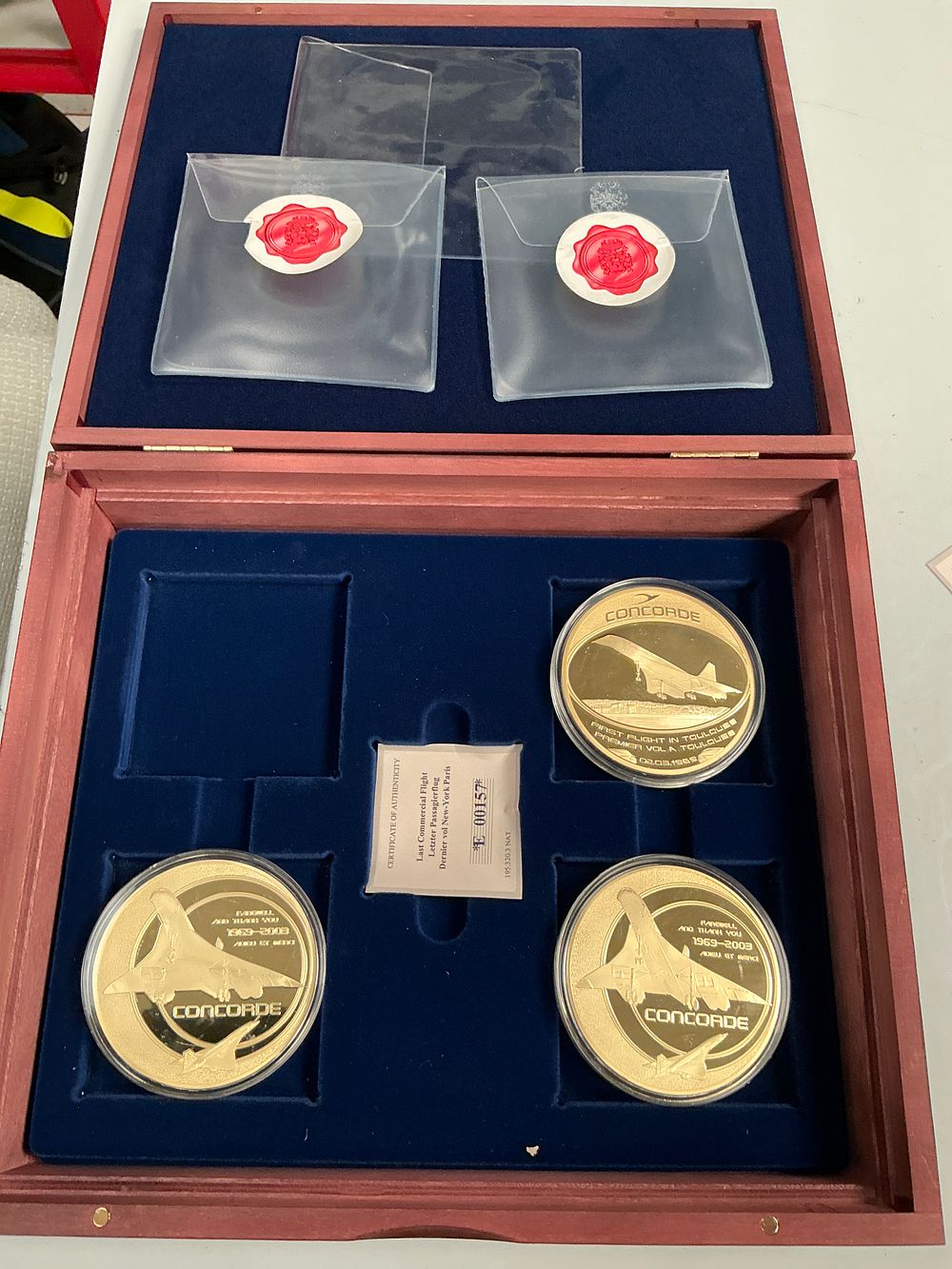 Lot 335: A Collection of Three Commemorative Concorde Gold-Plated Copper Proof Medals