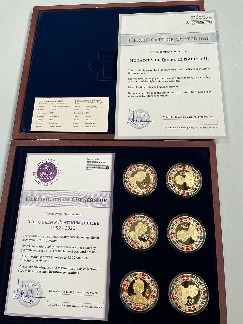 Lot 336: A Windsor Mint Queen Elizabeth II Commemorative Six Medallion Set in Case.
