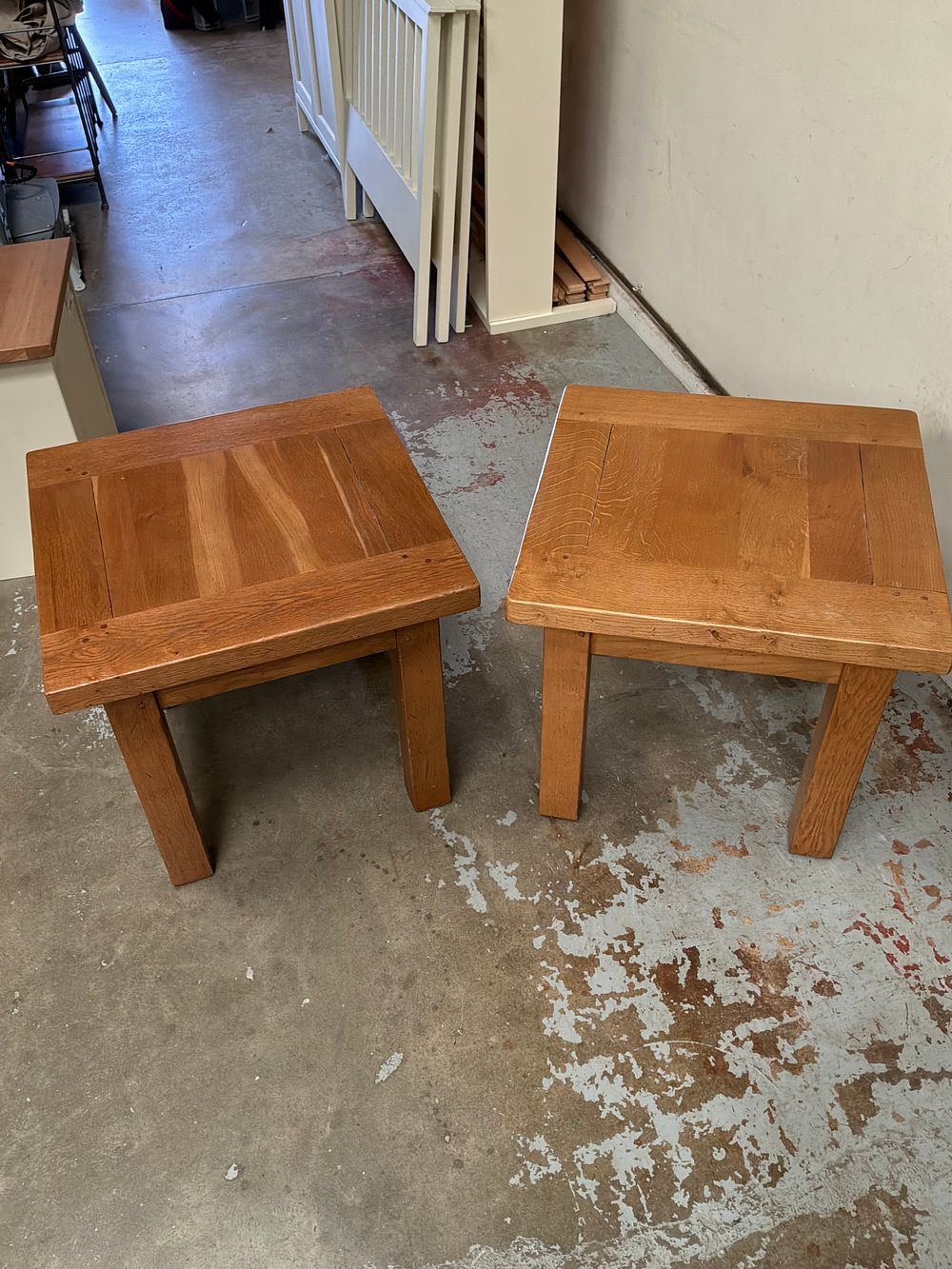 Lot 359: A Pair of Rustic Solid Oak Side Tables