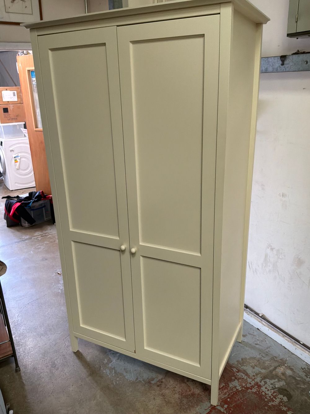 Lot 369: An Oakham Shaker Style Double Wardrobe in Cream Finish