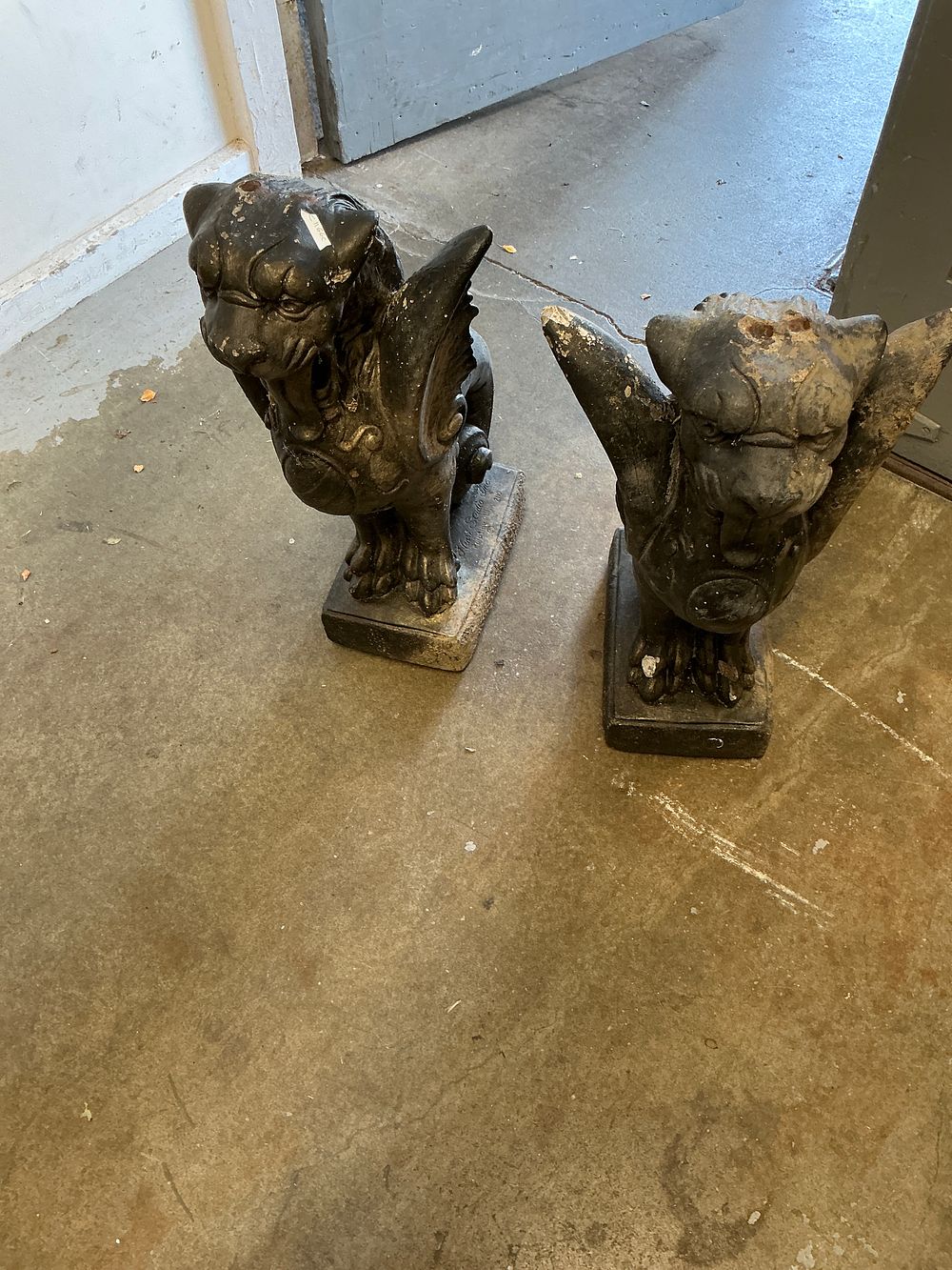 Lot 372: A Pair of Henri Studio Cast Stone Gothic Gargoyle Garden Statues