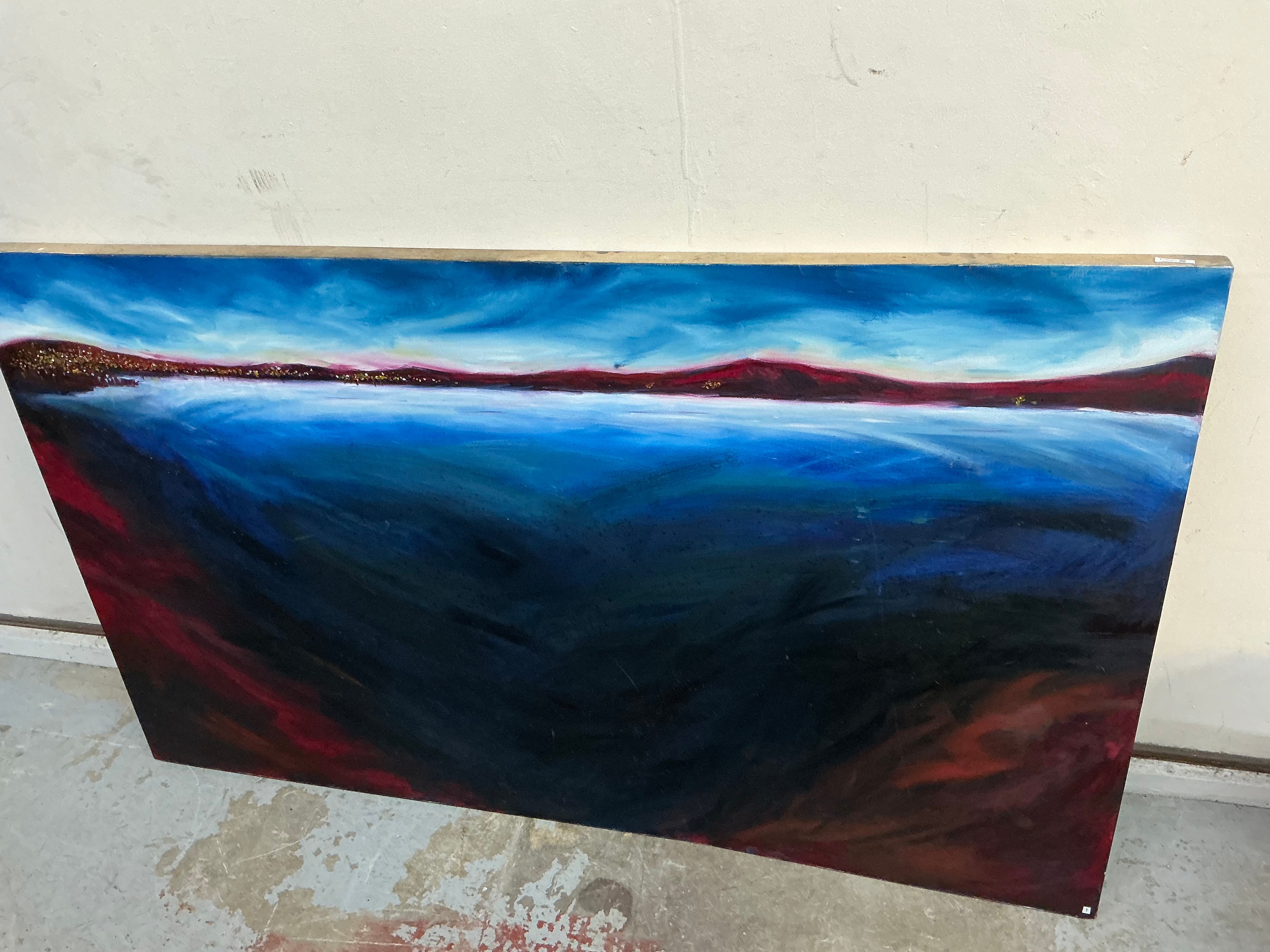A Large Contemporary Atmospheric Landscape Painting on Stretched Canvas