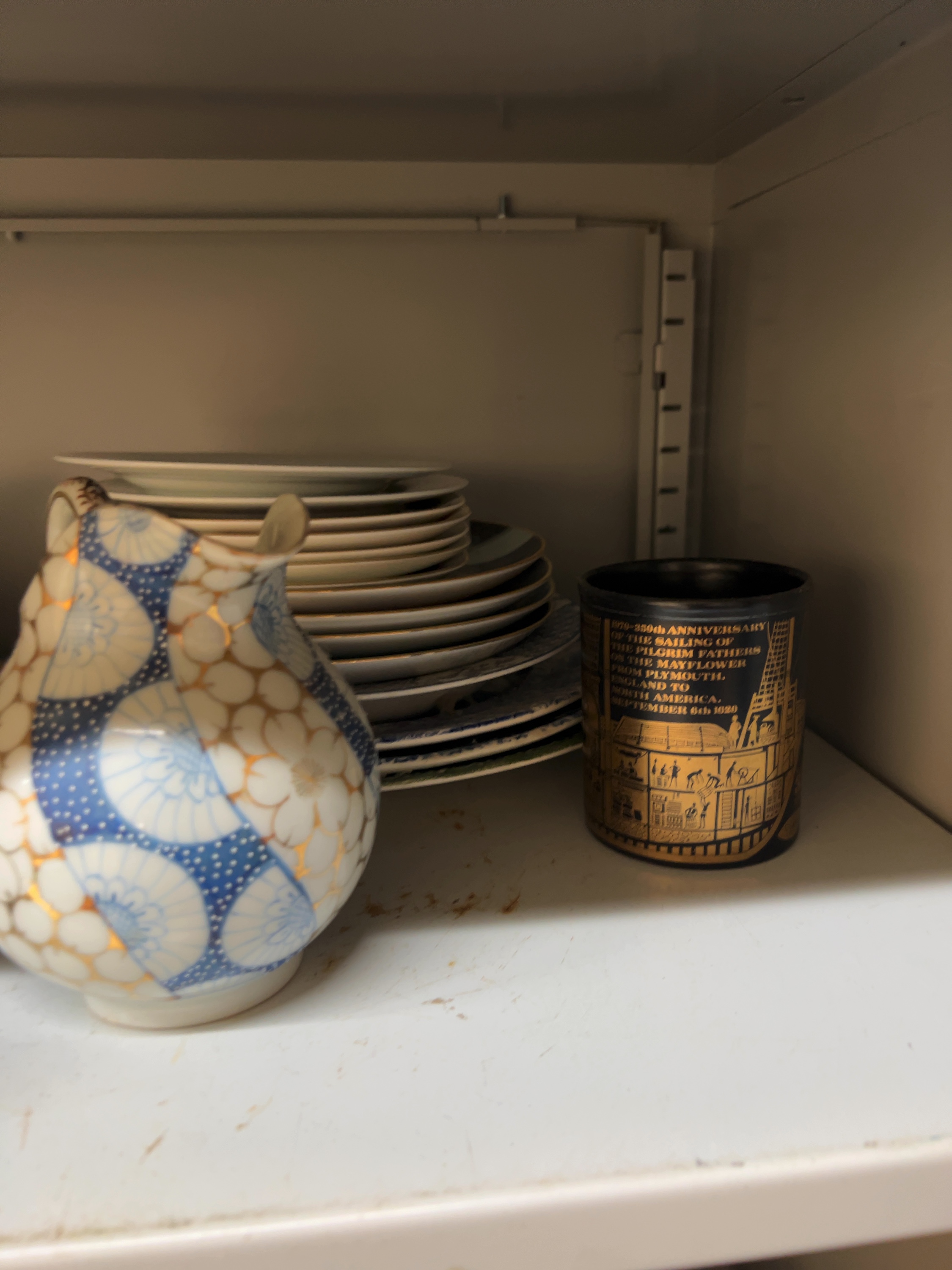 A Collection of Assorted Ceramics and Glassware Including a Commemorative Mayflower Mug and Studio Pottery