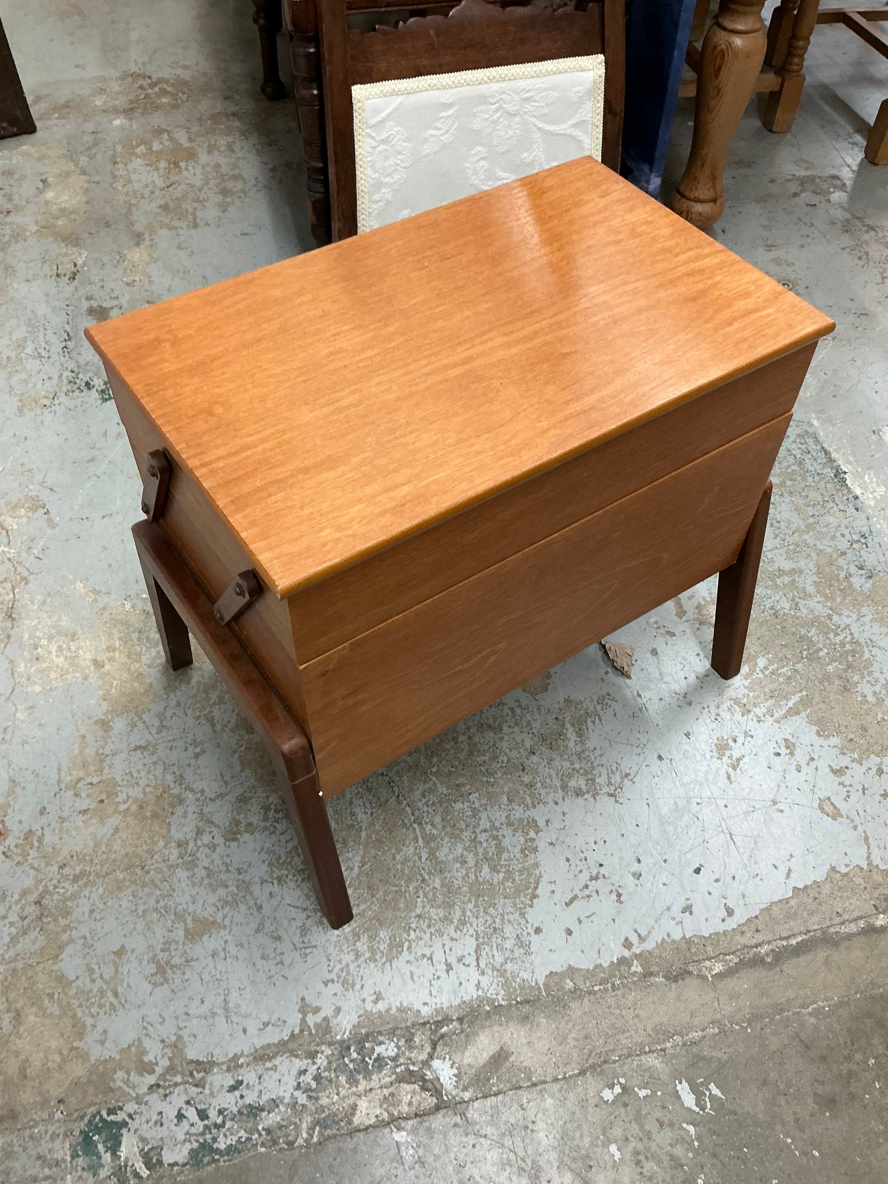 A Mid-Century Modern Rex Furniture Teak style Cantilever Work Box