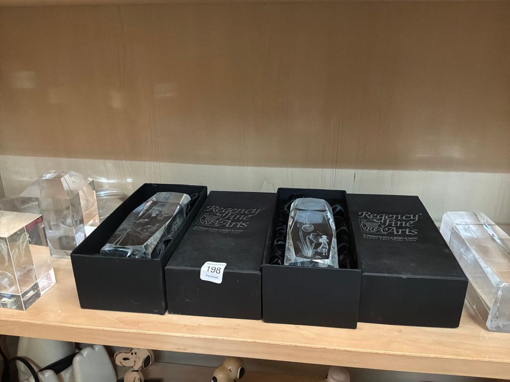 Lot 198: A Collection of Glass and Crystal Paperweights and Decorative Ornaments Including Regency Fine Arts Examples in Presentation Cases